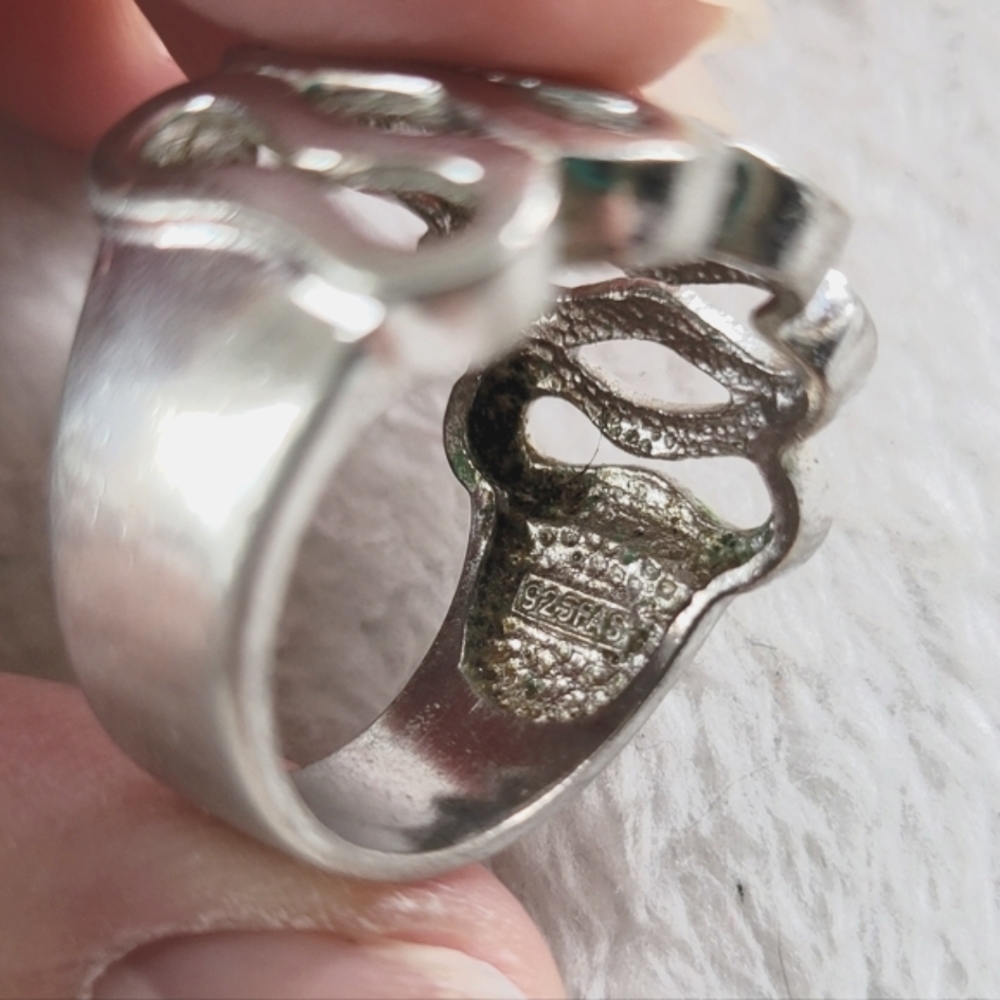 Women's VTG Sterling Silver Swirly Wave Ring (SIZE 8.5) - Picture 6 of 8